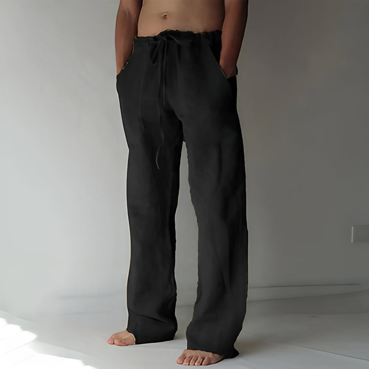 Pantalon homme léger pour l'été, sept coloris, du S au 5XL, noir
