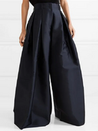 Pantalon large plissé femme taille haute, polyester mélangé