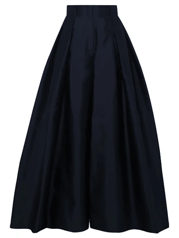 Pantalon large plissé femme taille haute, polyester mélangé