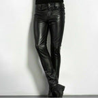 Pantalon noir homme à reflet brillant, coupe ajustée