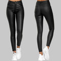 Pantalon skinny femme taille haute extensible, trois coloris, noir