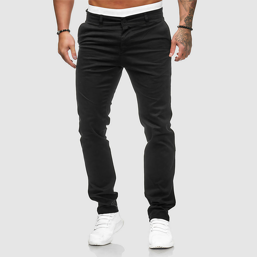 Pantalon homme slim à jambe droite, quatre coloris, du S au 3XL, noir