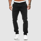 Pantalon homme slim à jambe droite, quatre coloris, du S au 3XL, noir