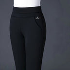 Pantalon stretch femme, noir uni ou noir à rayures, noir
