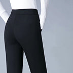 Pantalon stretch femme, noir uni ou noir à rayures