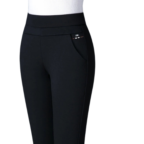 Pantalon stretch femme, noir uni ou noir à rayures
