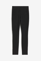 Pantalon stretch femme, noir uni ou noir à rayures
