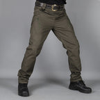 Pantalon tactique homme extensible, sept poches, genoux renforcés, vert armée