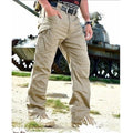 Pantalon tactique homme extensible, sept poches, genoux renforcés, kaki
