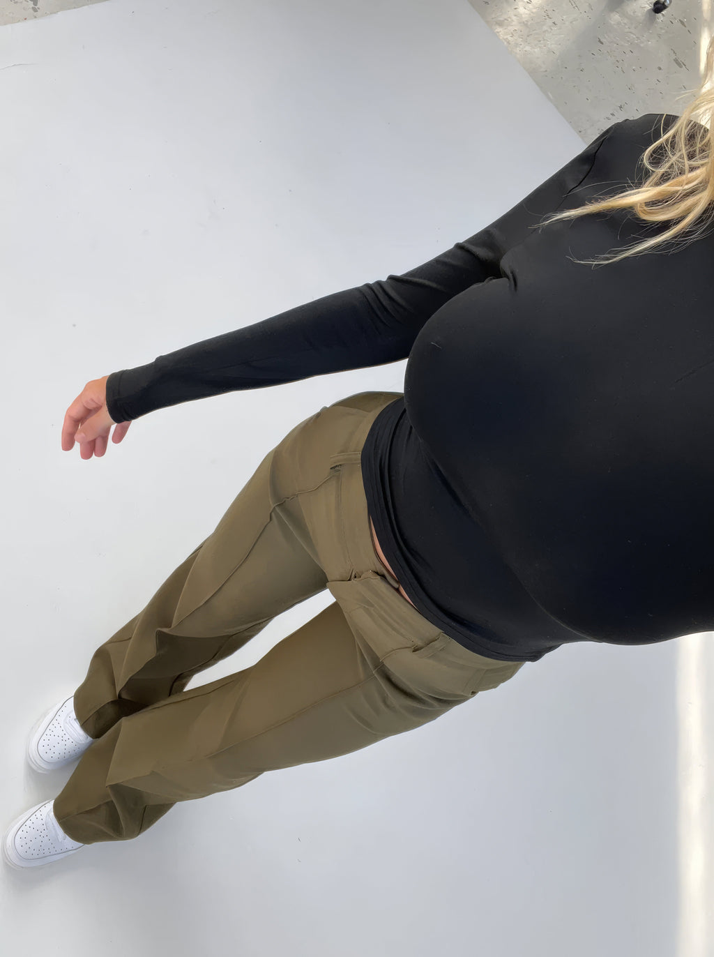 Pantalon taille haute femme, jambe droite, cinq coloris
