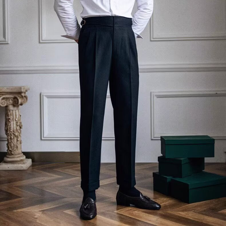 Pantalon tailleur homme taille haute, quatre coloris, du 28 au 36, noir