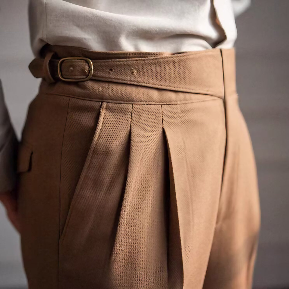 Pantalon tailleur homme taille haute, quatre coloris, du 28 au 36, kaki