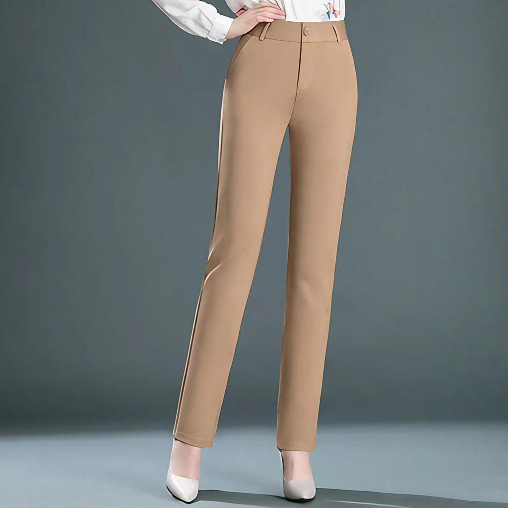 Pantalon tailleur femme, noir, bleu marine ou camel, du 26 au 38, camel