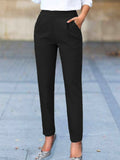 Pantalon tailleur femme à poches discrètes, du M au 3XL, noir