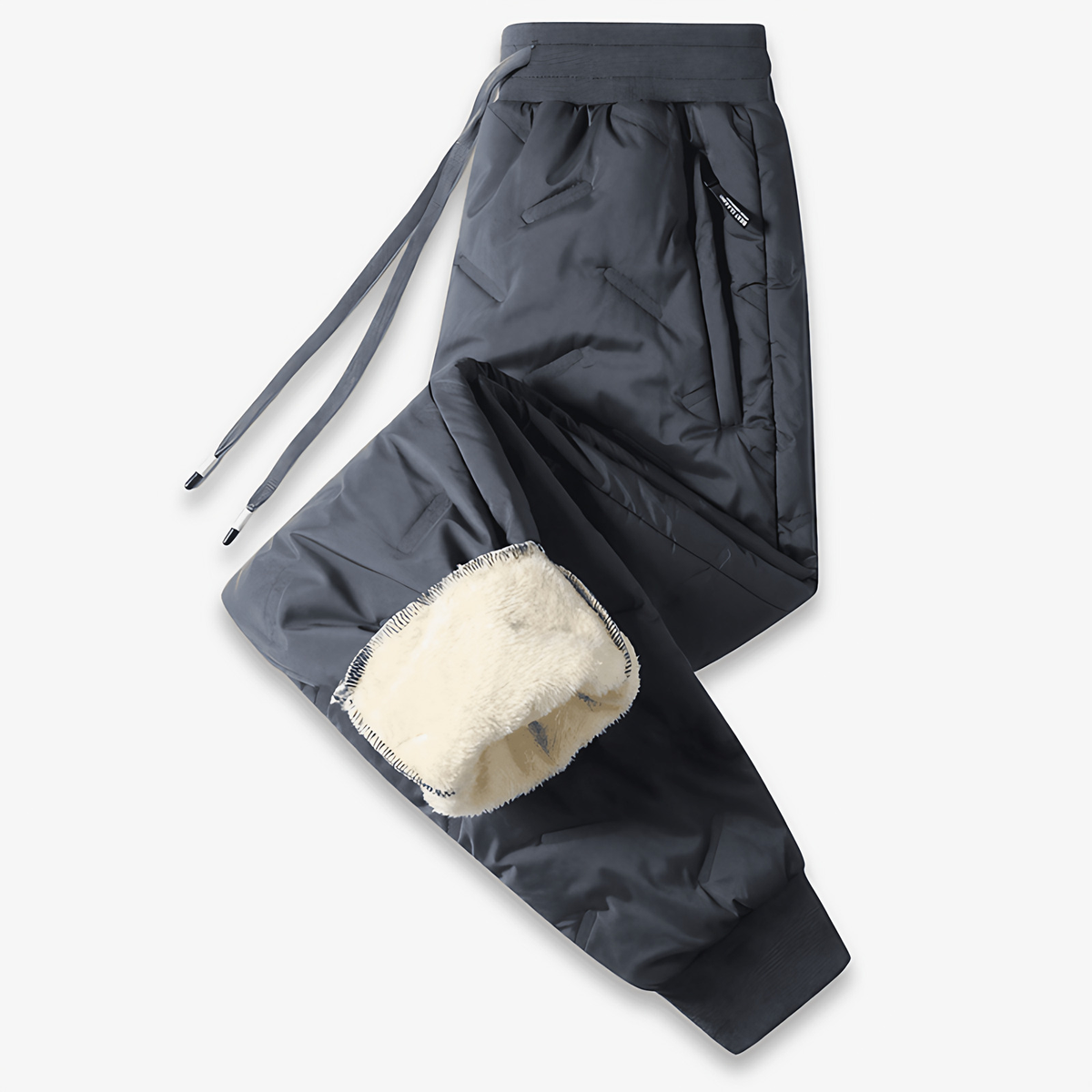 Pantalon thermique femme doublé, noir ou gris, XS au 3XL, gris