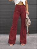 Pantalon évasé femme taille haute, style années 70, six coloris, rouge