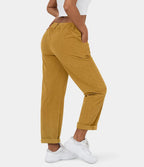 Pantalon en velours côtelé femme, taille mi-haute, cinq coloris, jaune