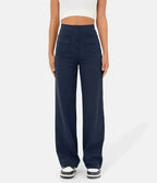 Pantalon taille haute femme extensible à poches, six coloris