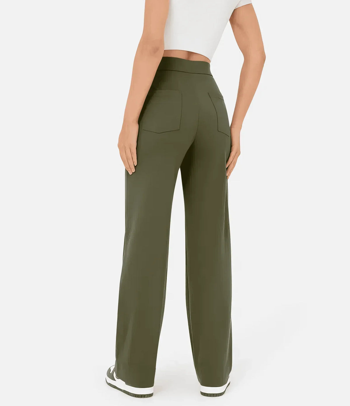 Pantalon taille haute femme extensible à poches, six coloris