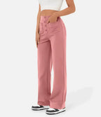 Pantalon taille haute femme extensible à poches, six coloris