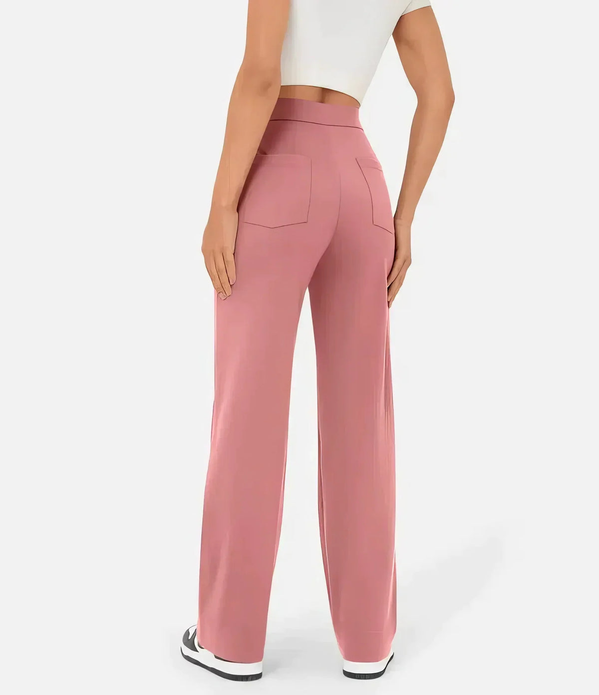 Pantalon taille haute femme extensible à poches, six coloris