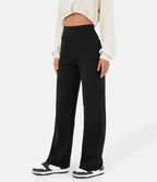 Pantalon taille haute femme extensible à poches, six coloris, noir
