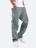 Pantalon cargo homme coupe ample, multipoches, quatre coloris, gris