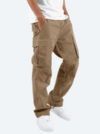 Pantalon cargo homme coupe ample, multipoches, quatre coloris, marron