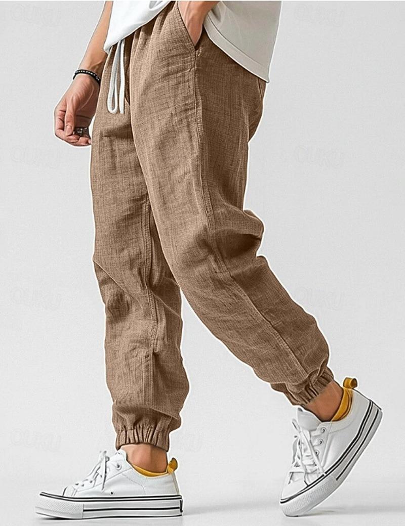 Pantalon d'été homme en tissu léger, sept coloris, kaki