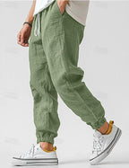 Pantalon d'été homme en tissu léger, sept coloris, vert