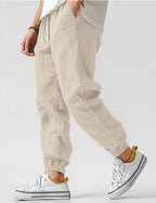Pantalon d'été homme en tissu léger, sept coloris, beige