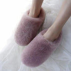 Chaussons femme en laine, doublure fourrure synthétique