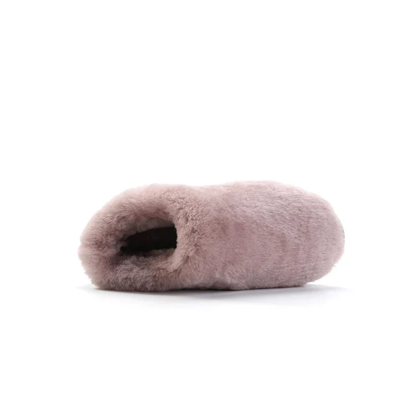 Chaussons femme en laine, doublure fourrure synthétique