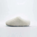 Chaussons femme en laine, doublure fourrure synthétique, blanc