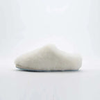 Chaussons femme en laine, doublure fourrure synthétique, blanc