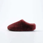 Chaussons femme en laine, doublure fourrure synthétique, rouge