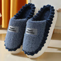 Chaussons en peluche hommes et femmes, semelle antidérapante, bleu