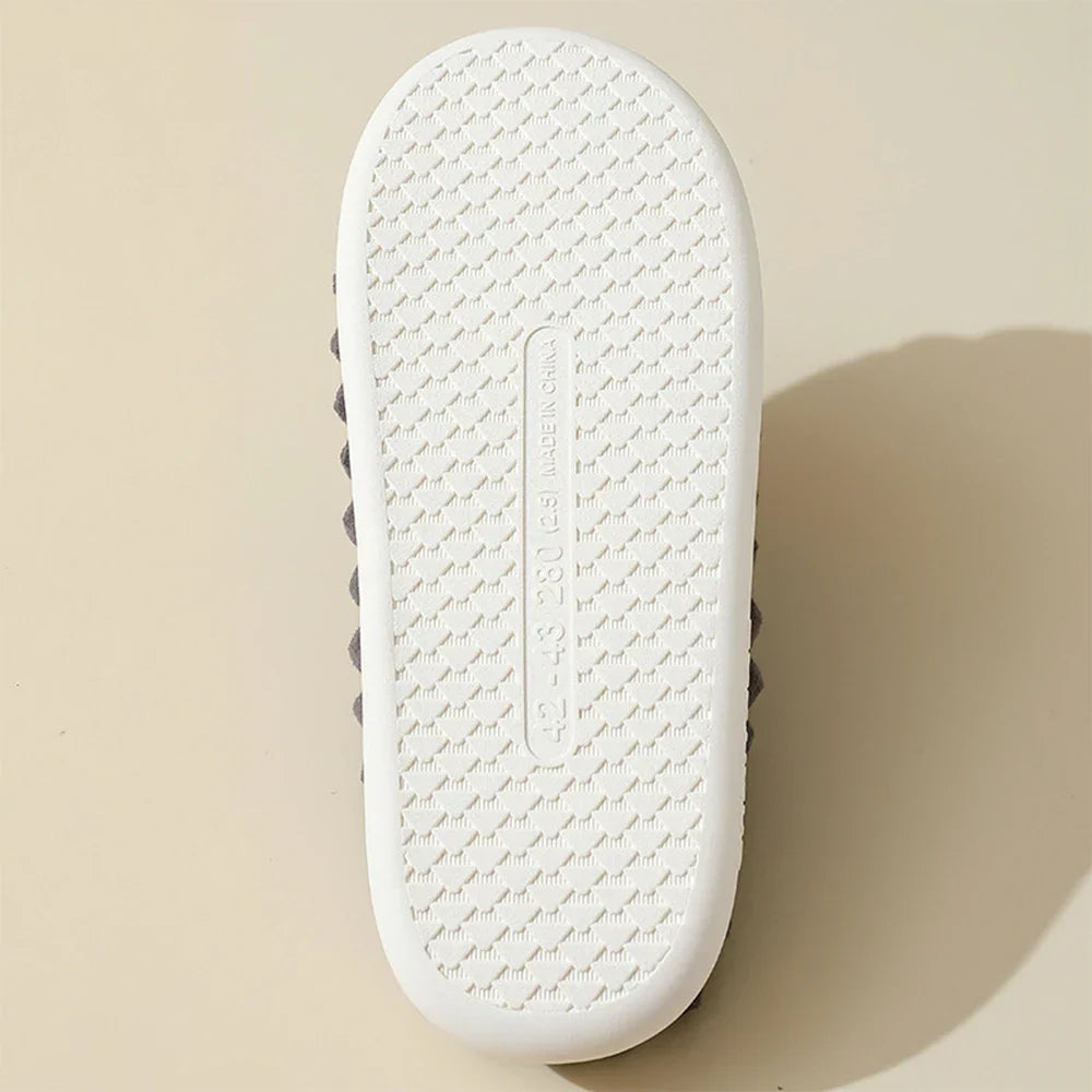 Chaussons en peluche hommes et femmes, semelle antidérapante