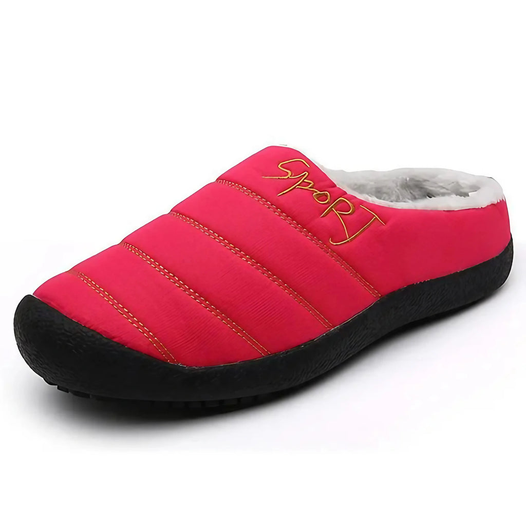 Chaussons en peluche mixtes, semelle EVA antidérapante, du 35 au 48, rouge