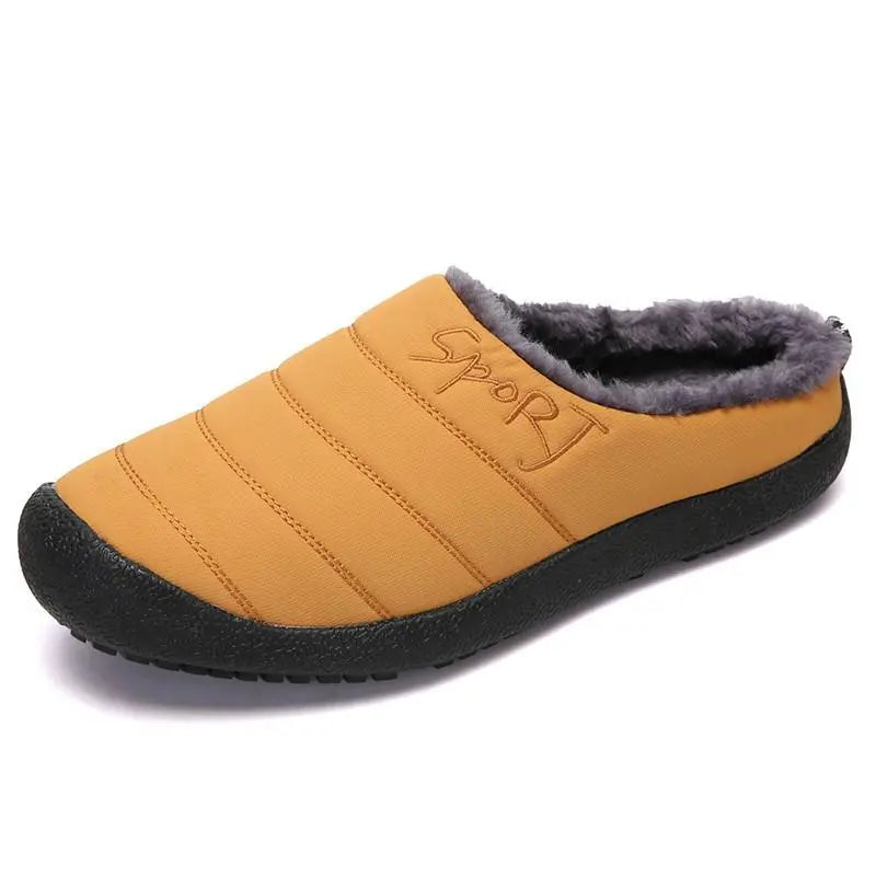 Chaussons en peluche mixtes, semelle EVA antidérapante, du 35 au 48, camel