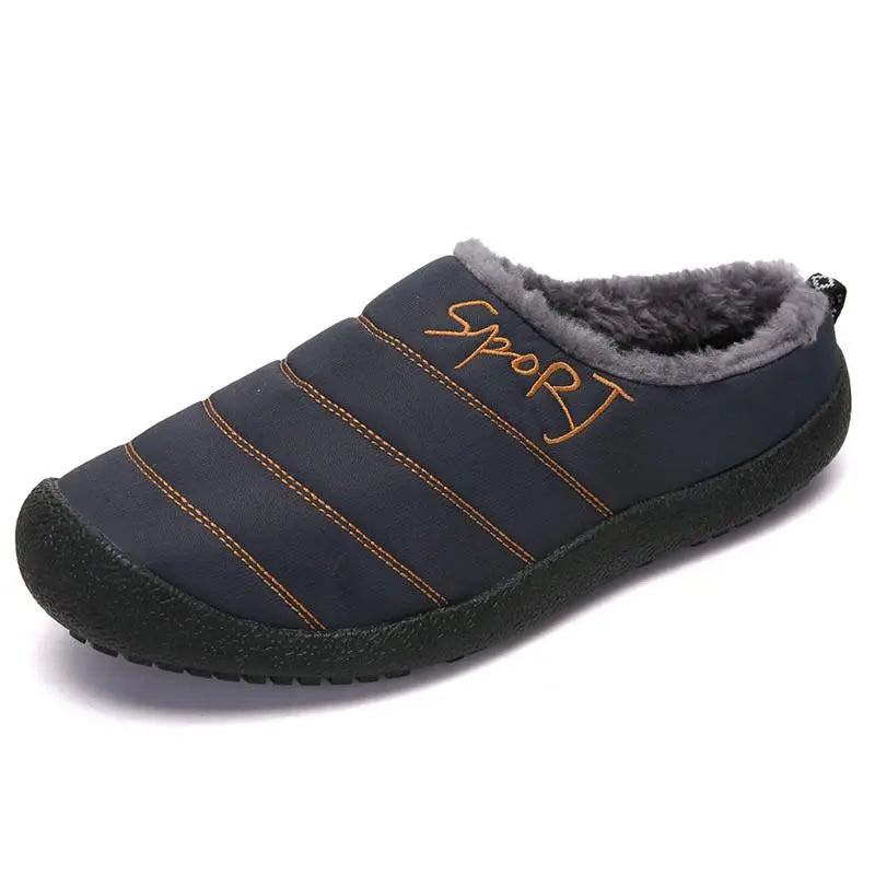 Chaussons en peluche mixtes, semelle EVA antidérapante, du 35 au 48, bleu