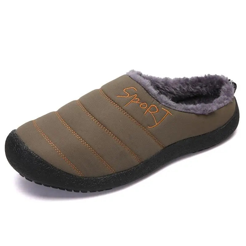 Chaussons en peluche mixtes, semelle EVA antidérapante, du 35 au 48, vert