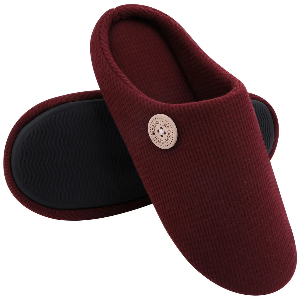 Chaussons plats mixtes à enfiler, semelle en mousse, cinq coloris, rouge