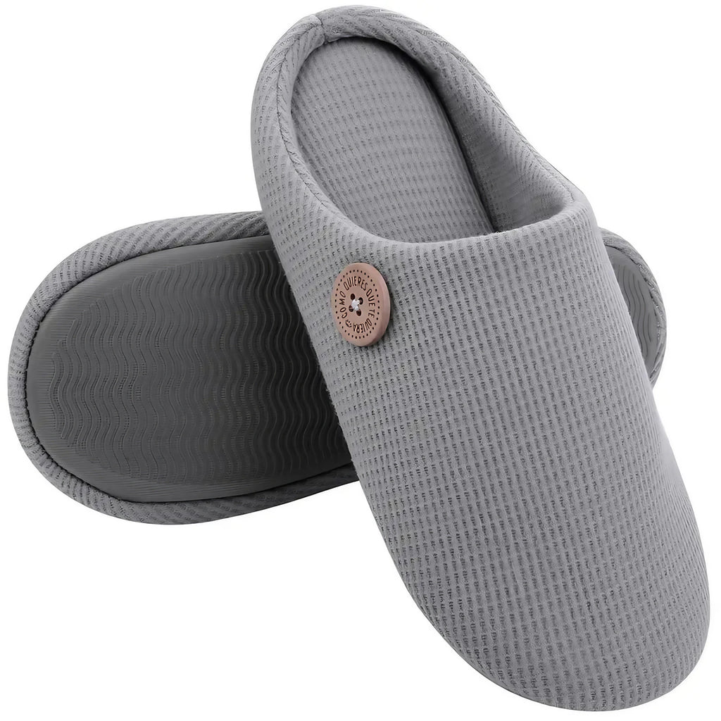 Chaussons plats mixtes à enfiler, semelle en mousse, cinq coloris, gris