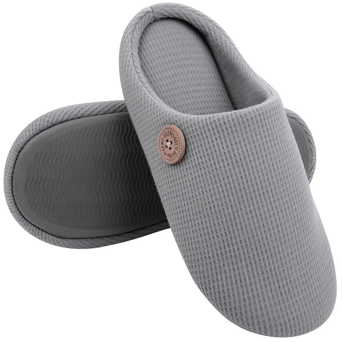 Chaussons plats mixtes à enfiler, semelle en mousse, cinq coloris, gris
