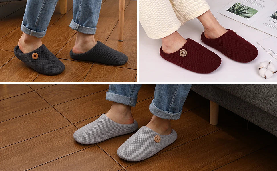 Chaussons plats mixtes à enfiler, semelle en mousse, cinq coloris