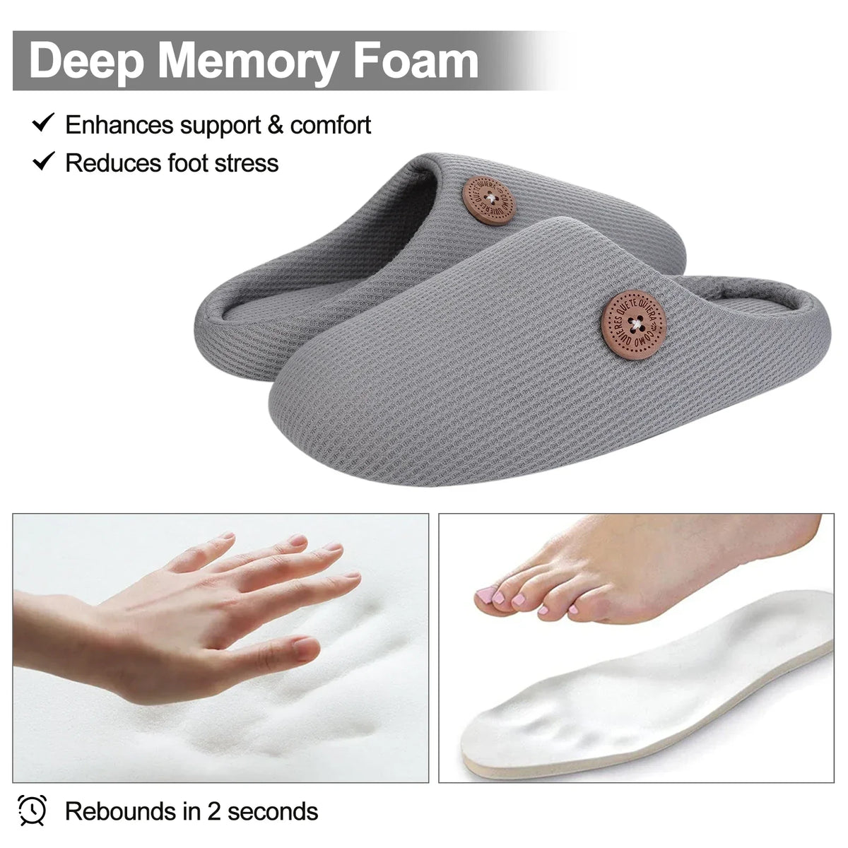 Chaussons plats mixtes à enfiler, semelle en mousse, cinq coloris