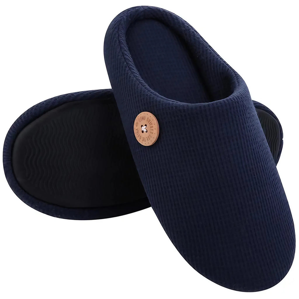 Chaussons plats mixtes à enfiler, semelle en mousse, cinq coloris, bleu