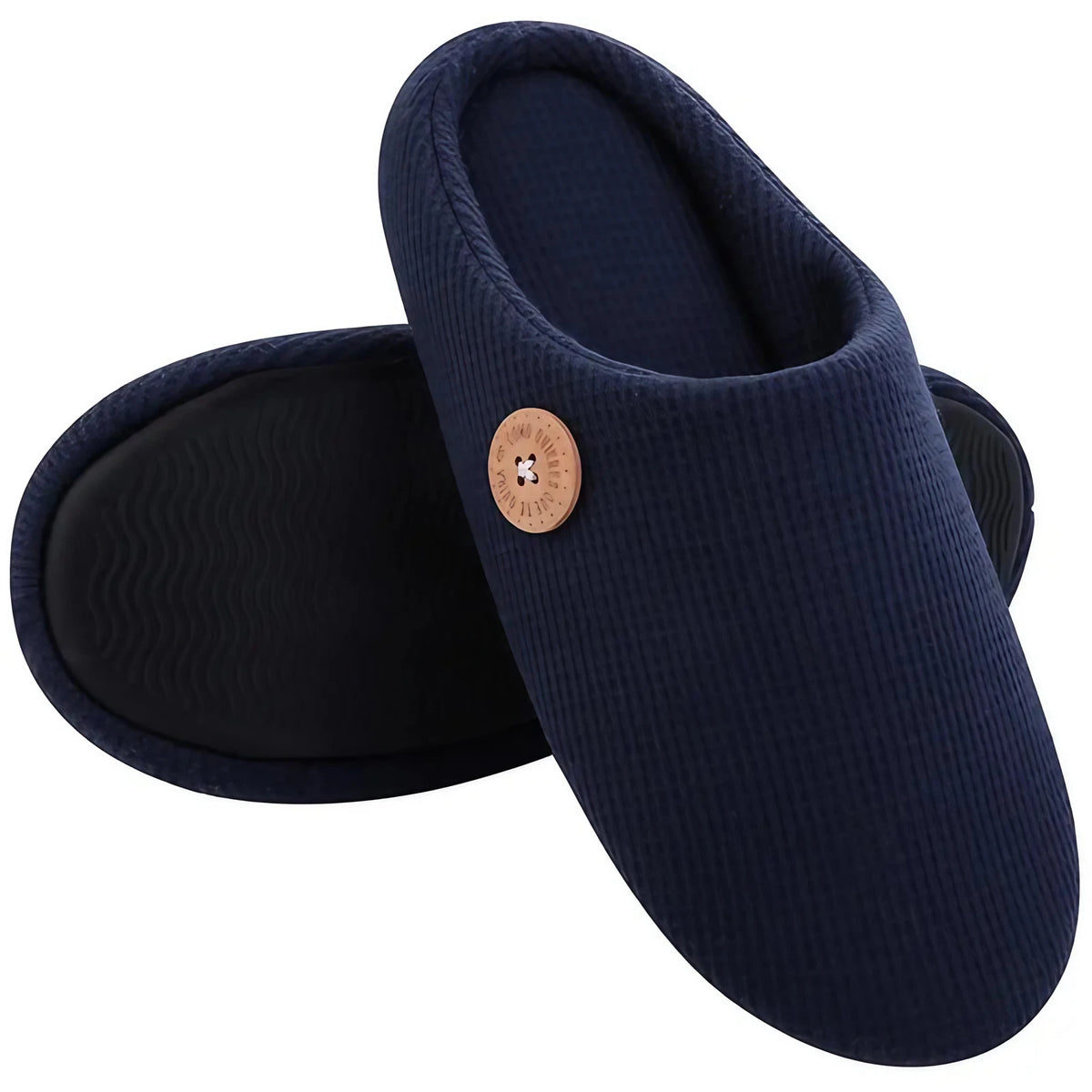 Chaussons plats mixtes à enfiler, semelle en mousse, cinq coloris, bleu