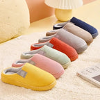 Chaussons femme en tissu peluche, semelle antidérapante, sept coloris